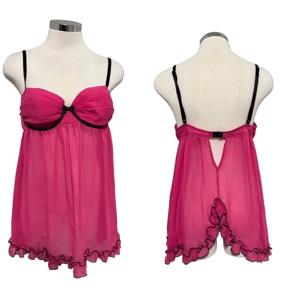 Ambrielle Vintage Pink Sheer Babydoll‎ Size Large